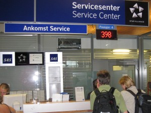 1: SAS service desk in the bagage reclaim area